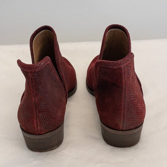 Lucky Brand Red Suede Ankle Booties – Size 6.5M Low Heel Western V-Cut - Picture 4 of 7